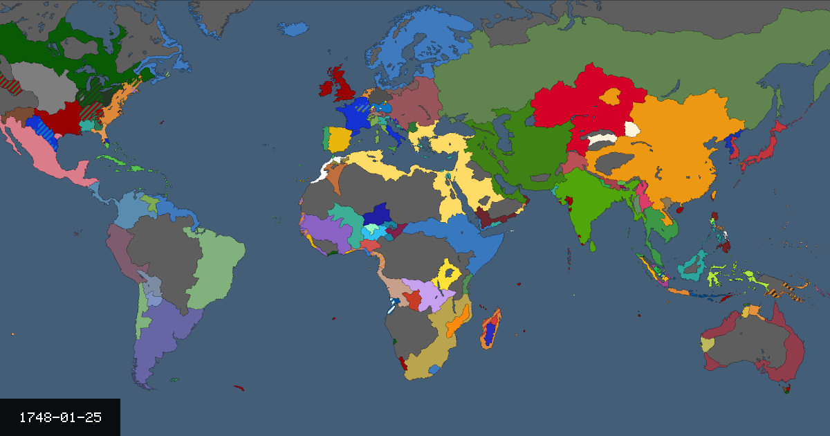 Map on 25 January 1748
