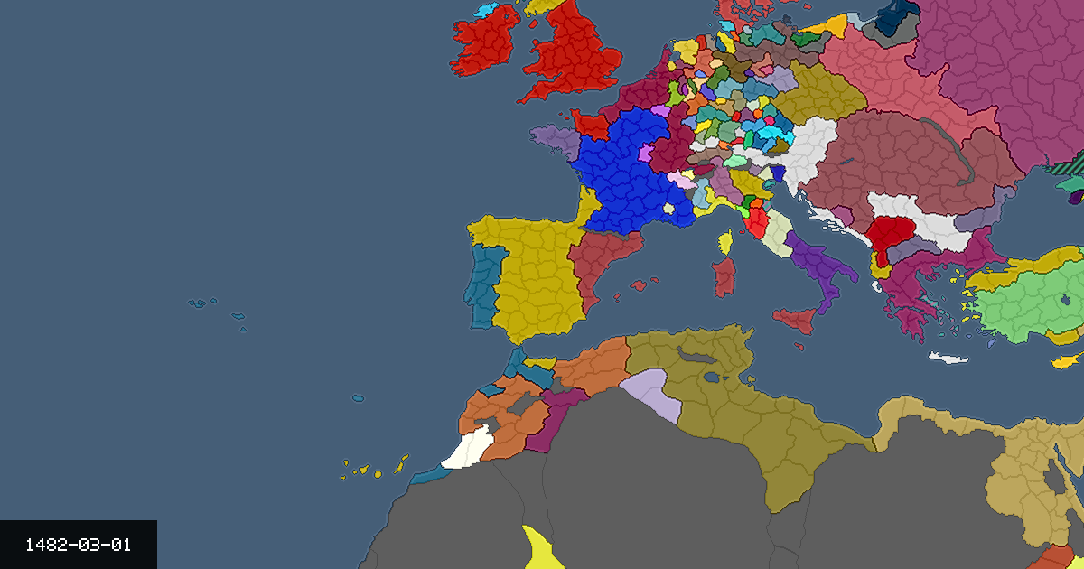 Map on 1 March 1482