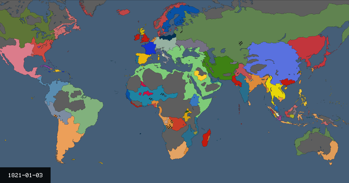 Map on 3 January 1821