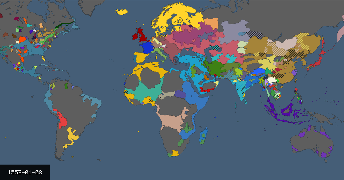 Map on 8 January 1553