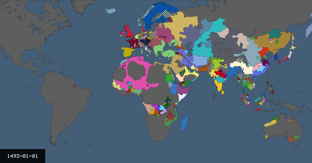 Map on 1 January 1493