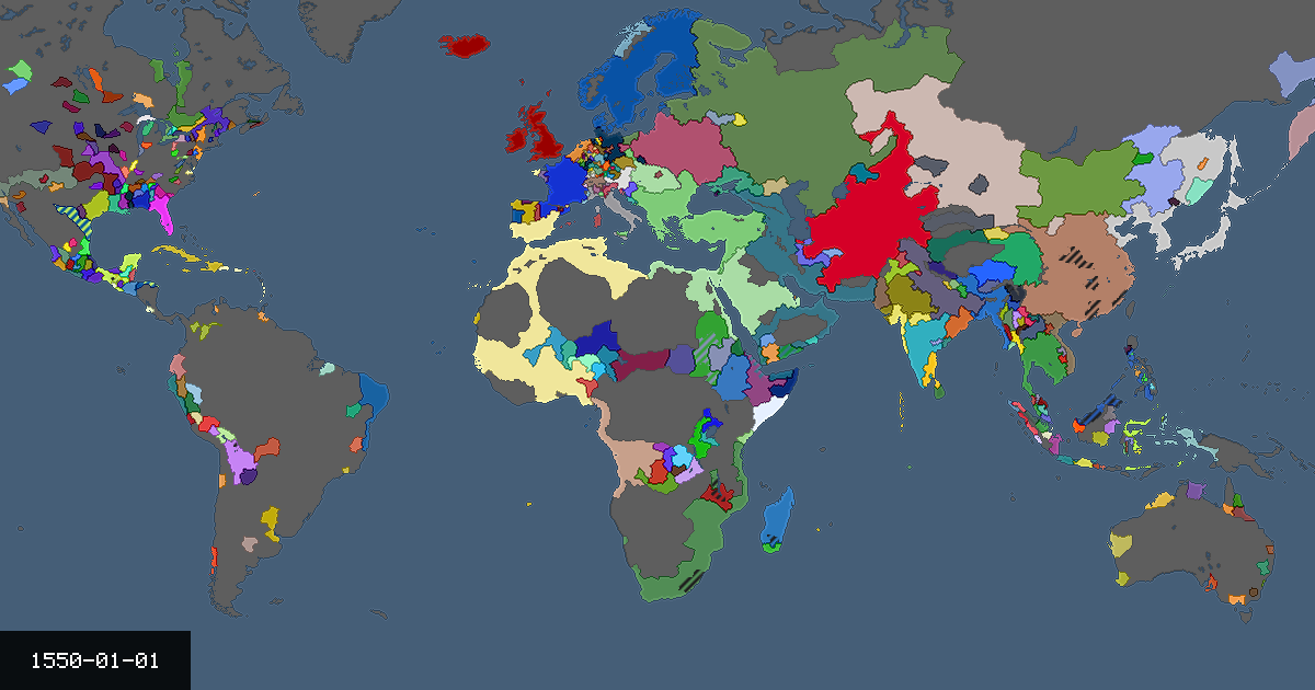 Map on 1 January 1550